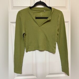Olive Ribbed Crop Top